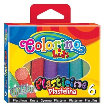 Пластилин Colorino с глиттером, 6 цветов круглой формы