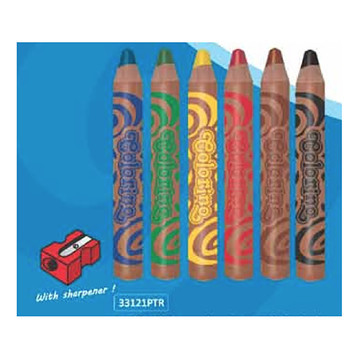 Круглые цветные карандаши EXTRA JUMBO с корпусом натурального дерева, 6 цветов