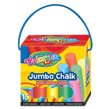 Цветной мел Jumbo 8 цветов 15 шт., картонная коробка с ручкой