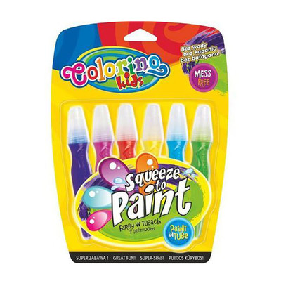 Жидкие краски Colorino в пластиковой тюбе с большой кисточкой, 6 цветов