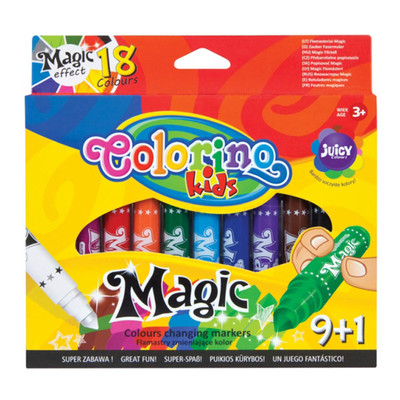 Фломастеры "Magic 1+1=3"  9 цветов + 1 белый