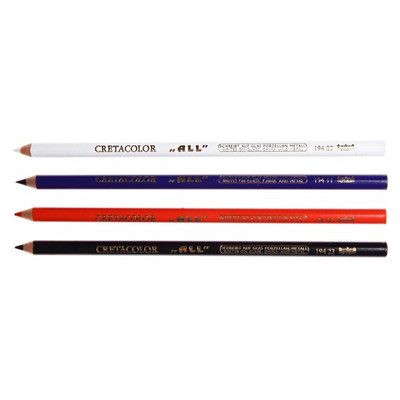Маркировочный карандаш "ALL", водоустойчивый жирный карандаш для маркировки на гладких поверхностях (стекло, фарфор, металл, пластмасса), цвета - белый, красный, синий, чёрный, ПОШТУЧНО, 12 шт./упак.