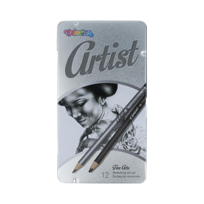 Набор карандашей "Artist": чернографитовые 10 твердостей и 2 угольных в металлической коробке