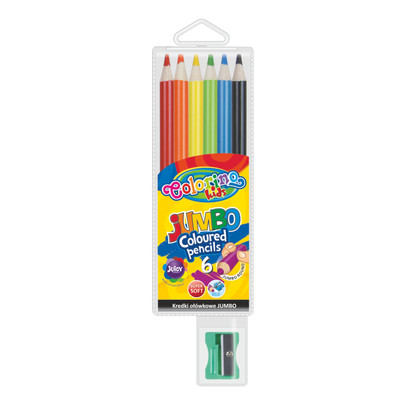 Круглые цветные карандаши Jumbo, 6 цветов+точилка (блистер)